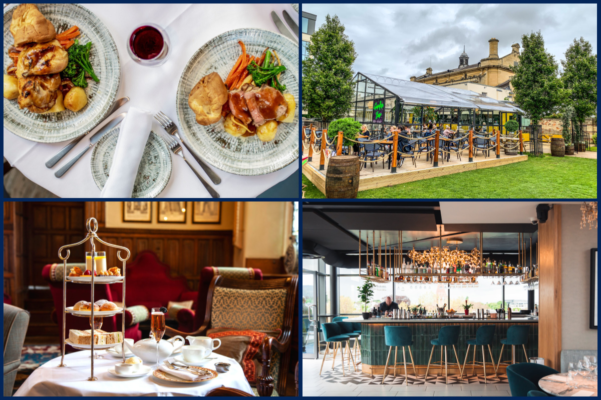 Images of Queens Hotel Sunday Roast, The Garden Bar at Imperial Gardens, afternoon tea at Ellenborough Park and The Nook On Five bar.